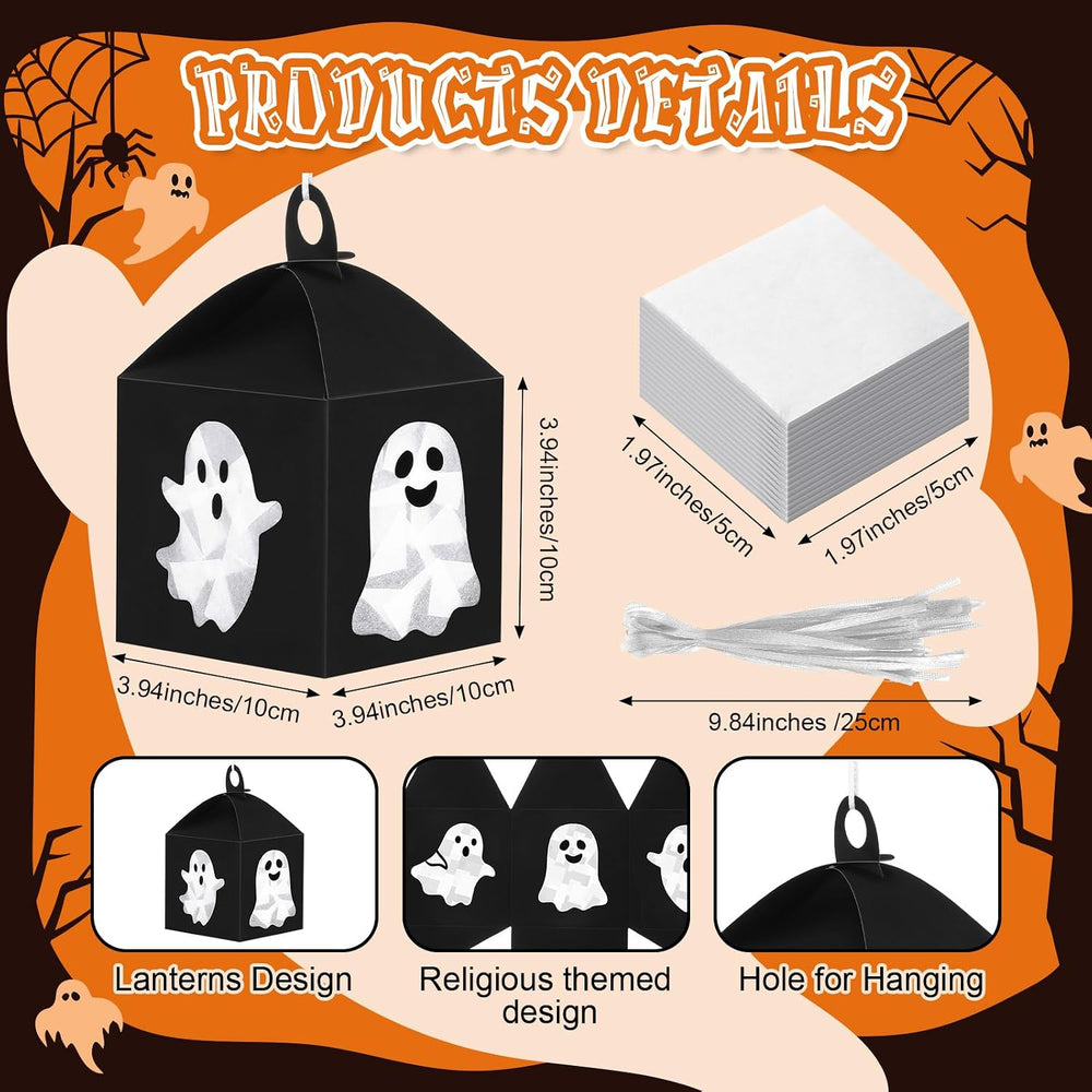 VIHOSE 16 Sets Halloween Ghost Tissue Paper Lanterns Craft Kits