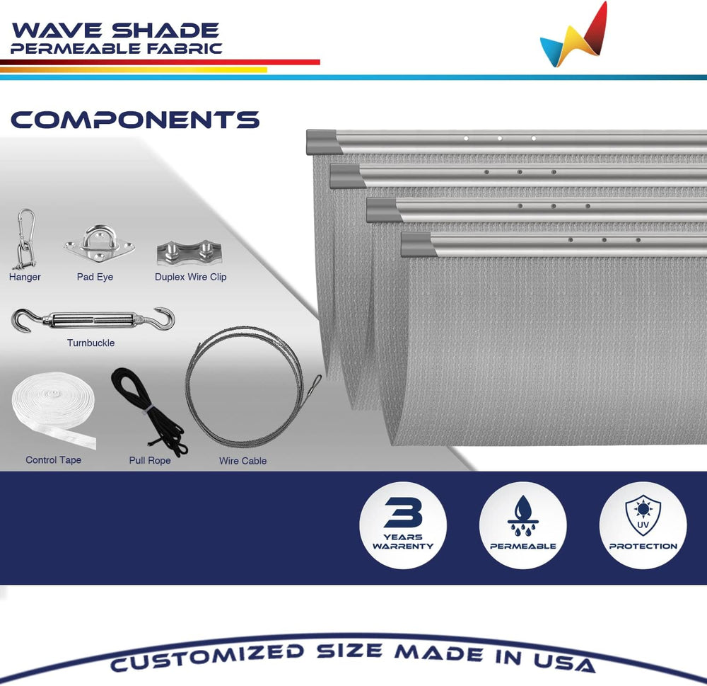 Windscreen4less 4' x 16' Retractable Sun Shade Canopy Cover Sliding W...