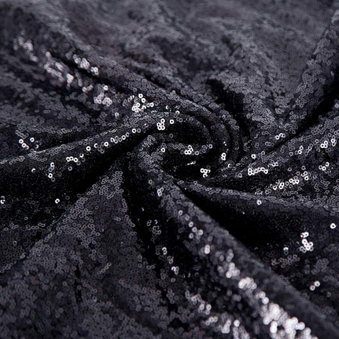 JYFLZQ Black Sequin Backdrop Curtains 6ft x 8ft 1 Panel Halloween Backdrop Gl...