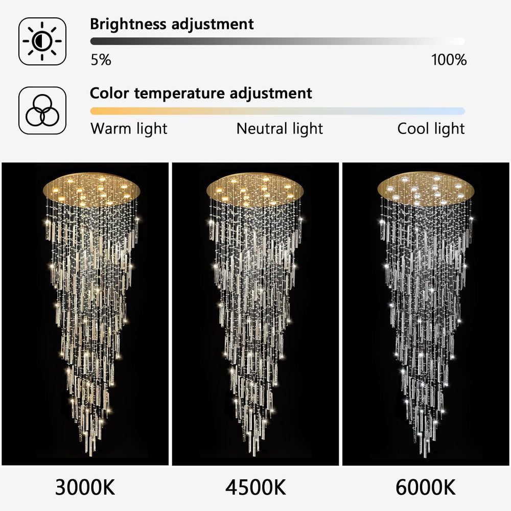 98'' Modern Crystal Chandelier High Ceiling Chandeliers for Entryway ...
