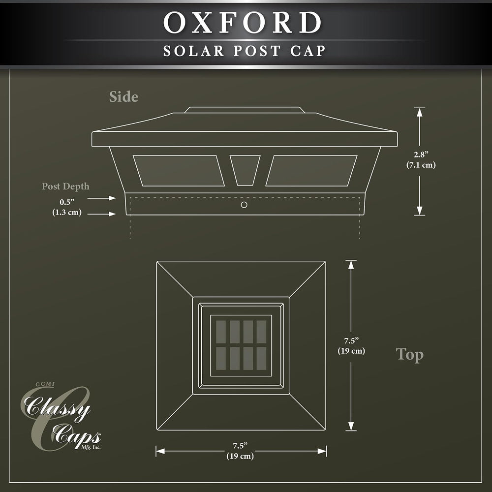 Classy Caps Oxford Solar Post Cap - Fits 6"x6", 5.5"x5.5"...