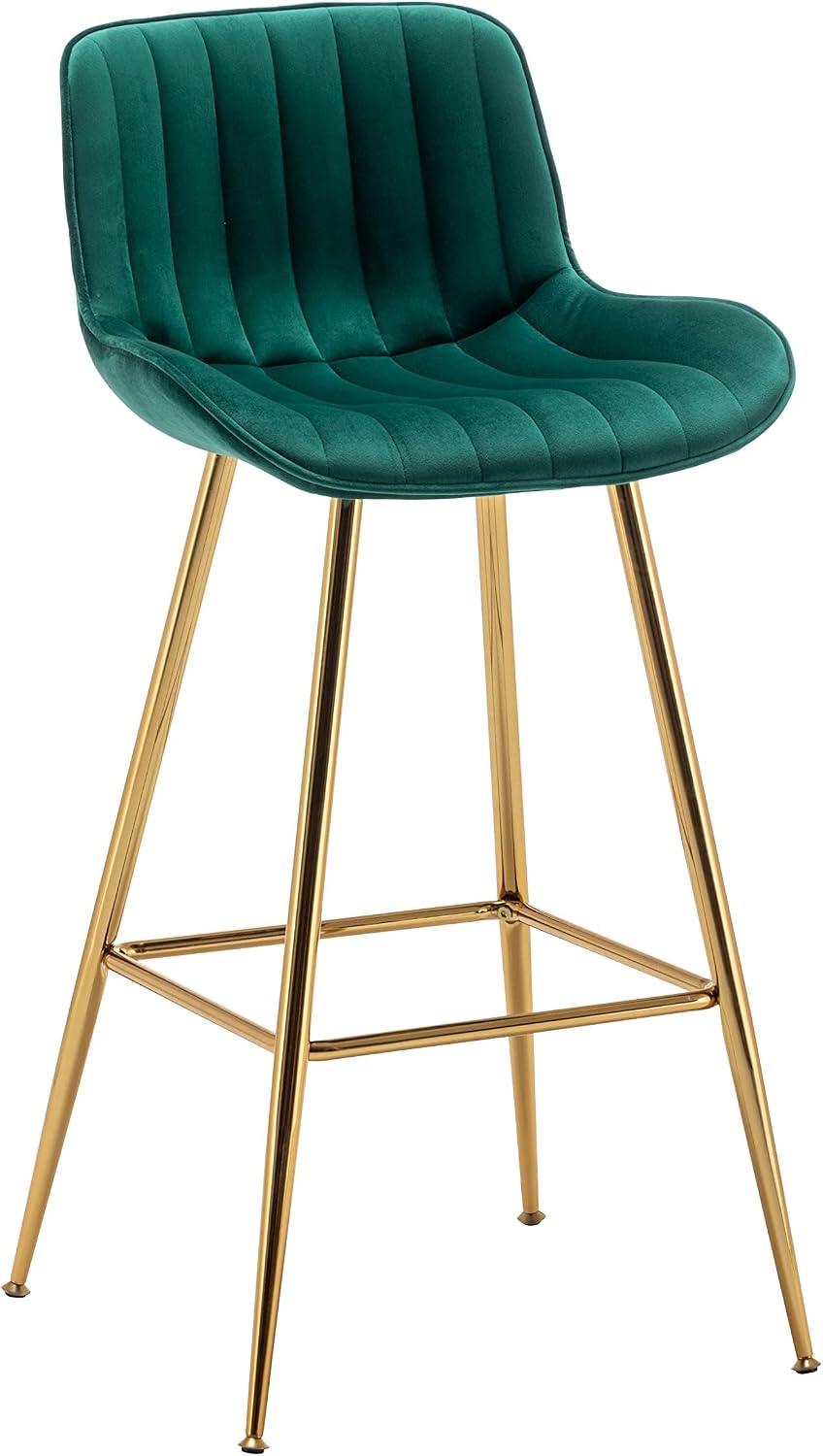 Sidanli Velvet Barstools Set of 2, Green Bar Height Chairs Set of 2 with Gold...