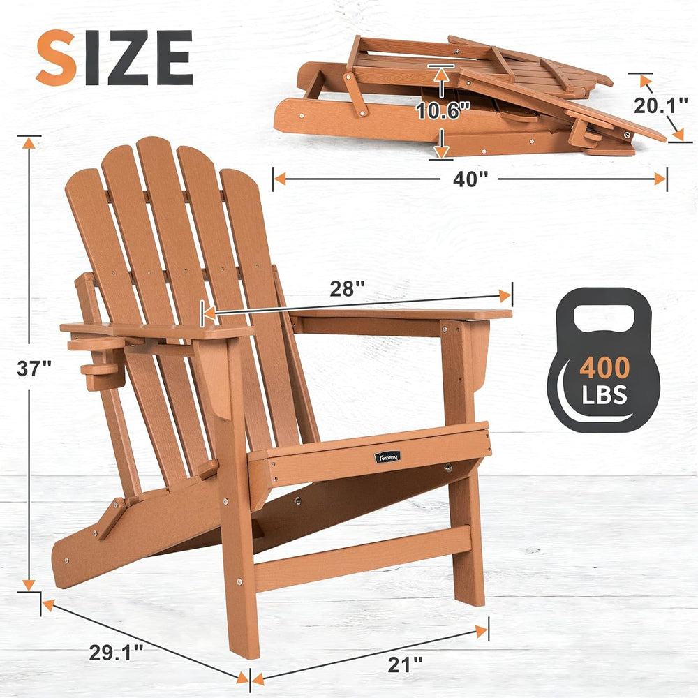 FUNBERRY Oversized Folding Adirondack Chair Set of 2, Fire Pit Chair 400LBS