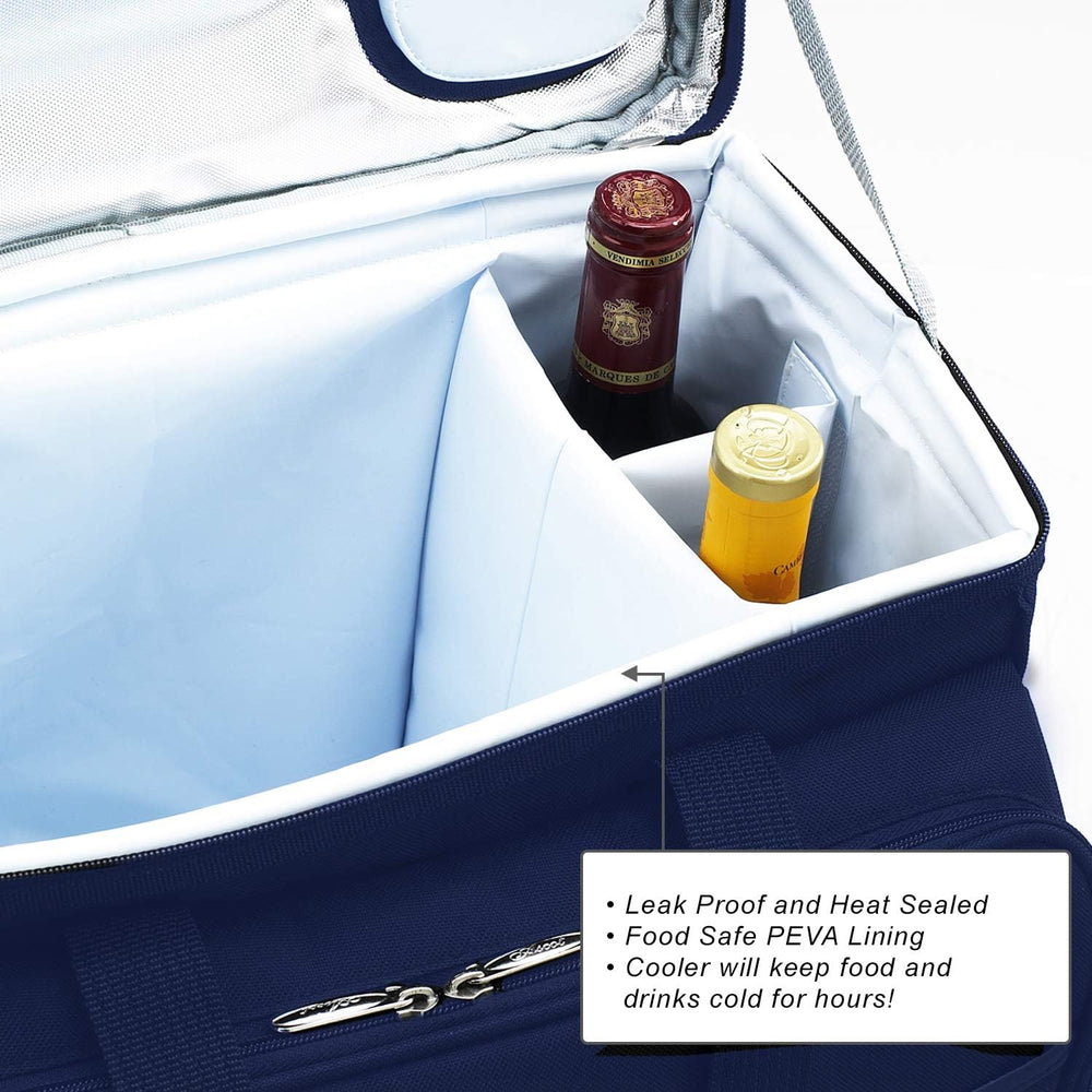 Picnic at Ascot Original Insulated Picnic Cooler with Service for 4 on Wheels...