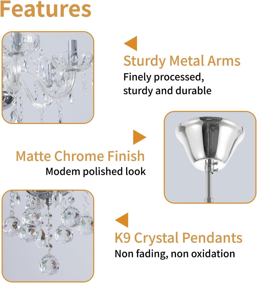 Crystal Chandeliers Classic Crystal Candle Chandelier Lighting, Vintage 6 Lig...