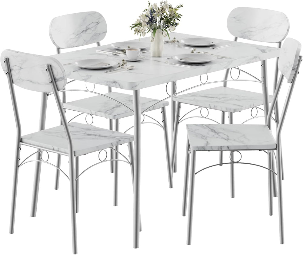 VECELO Dining Table Set for 4, 5-Piece Kitchen Table with 4 Chairs, MDF Board...
