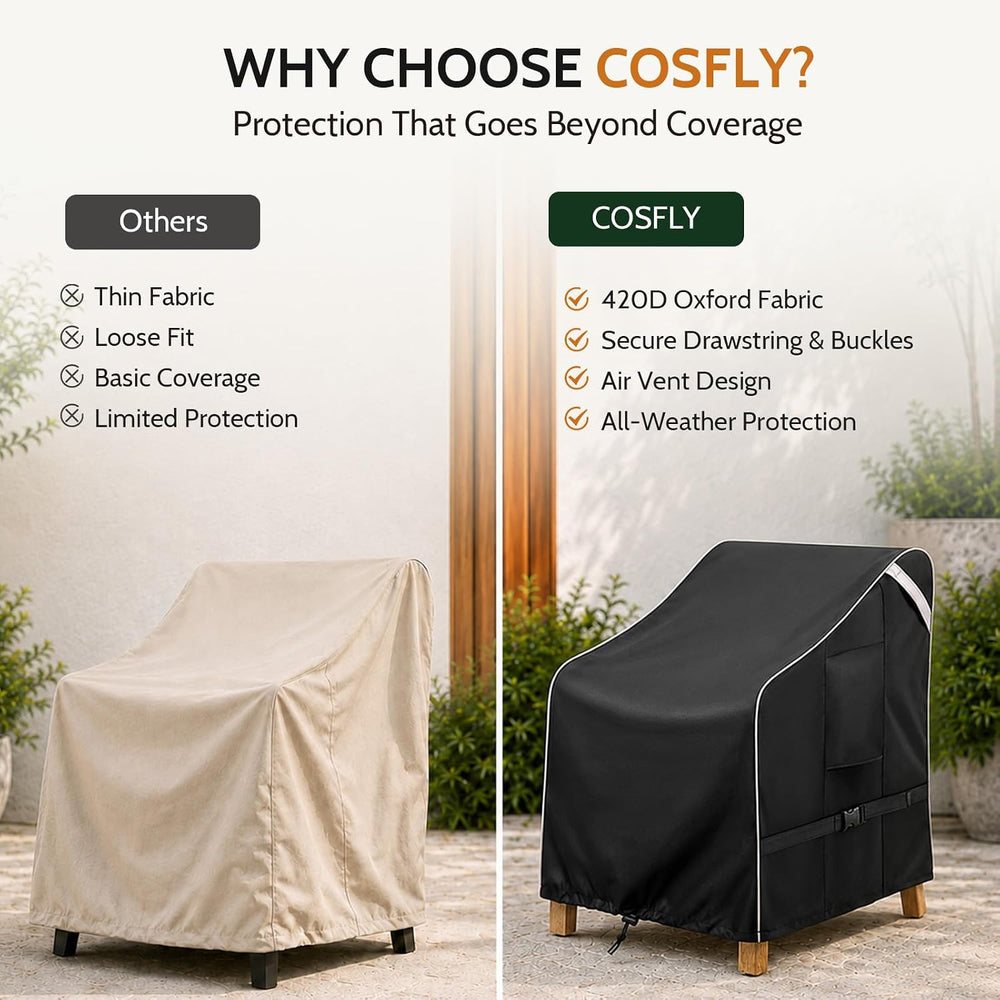 COSFLY Outdoor Patio Chair Cover Waterproof, Fits 32"W x 37"D x 36&...