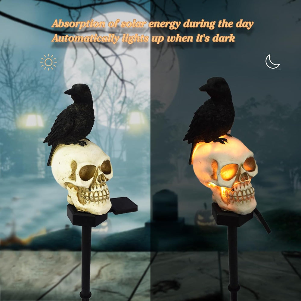 Halloween Solar Pathway Lights - Solar Halloween Skull Stake Lights Decoratio...