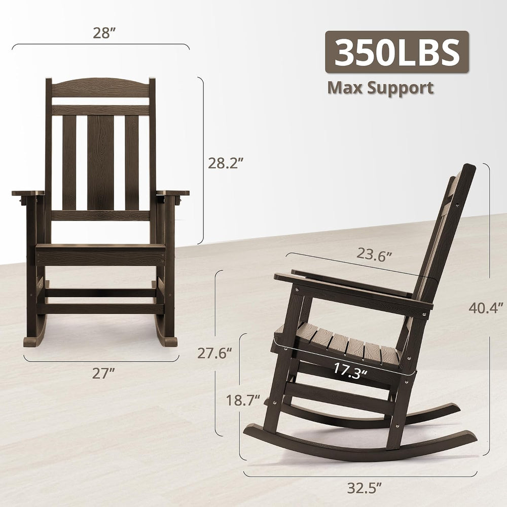 LUE BONA Outdoor Rocking Chairs Set of 2, Weather Resistant HDPS Poly Rocker ...