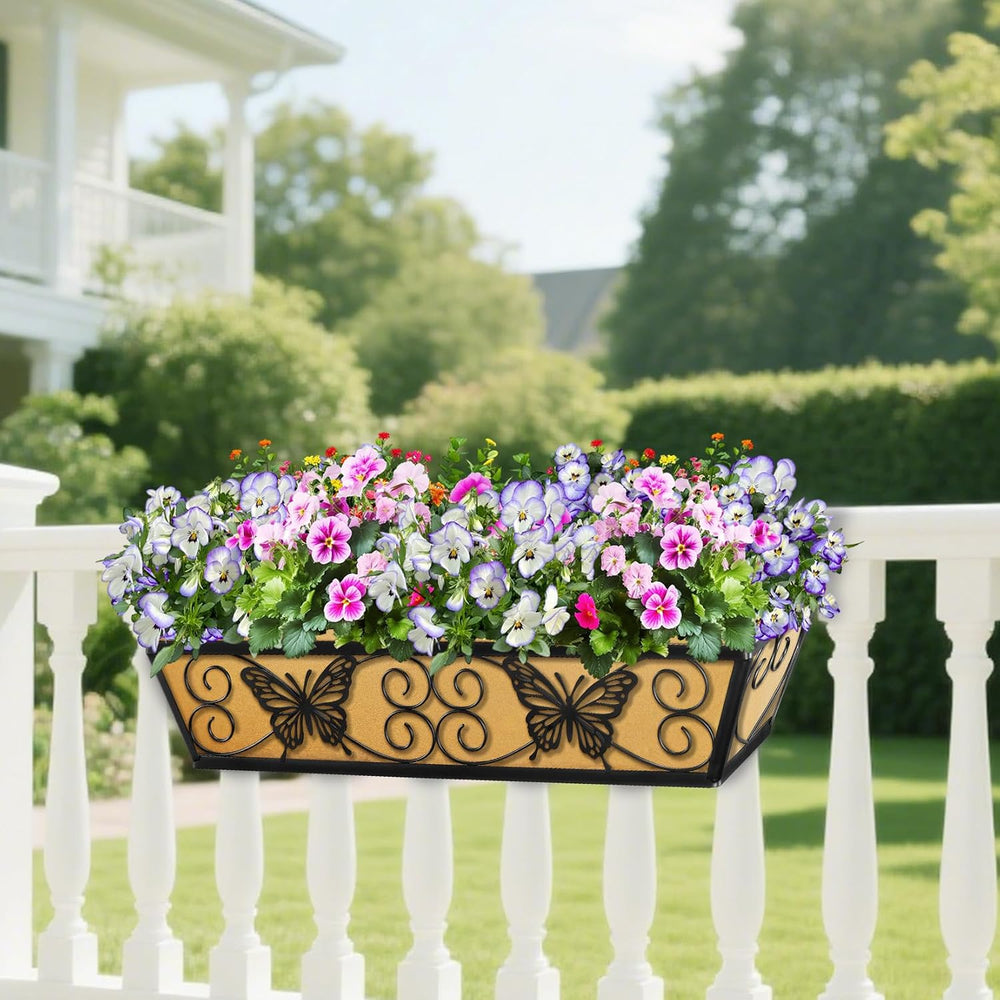 6 Pack 24 Inch Window Boxes Planters Railing Planter Box with Adjustable Brac...