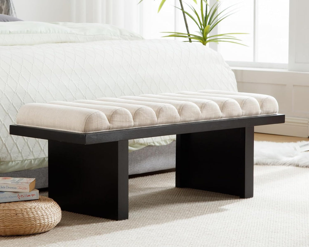 CIMOTA Modern Bedroom Bench, 47 Inch Upholstered End of Bed Bench Padded Entr...