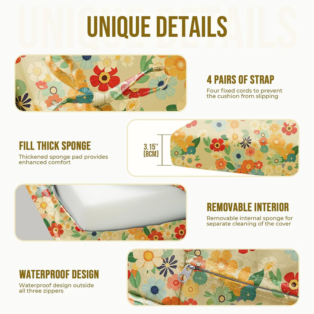 Outdoor Chaise Lounge Chair Cushions Waterproof 72x21x3 Daisy