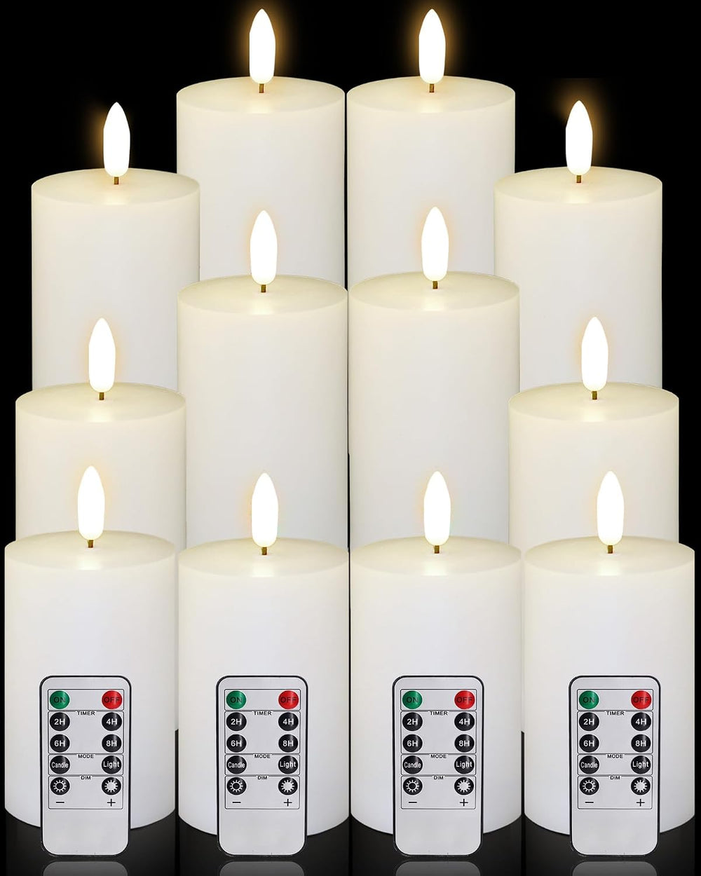 Oleitodh 9 Pcs White Flameless Candles Flat Top LED Candles with Remote Timer...