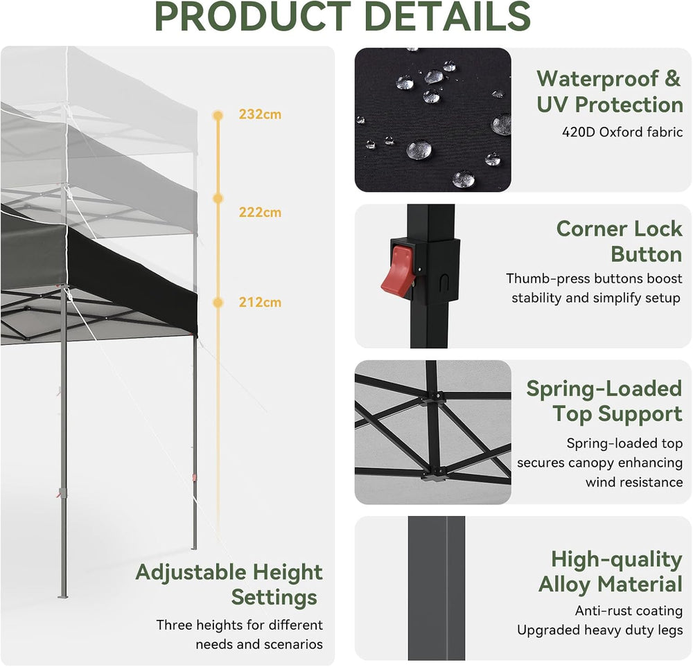 Aoxun 10x10 Pop up Canopy with Sidewalls, Heavy Duty Commercial Instant Shelt...