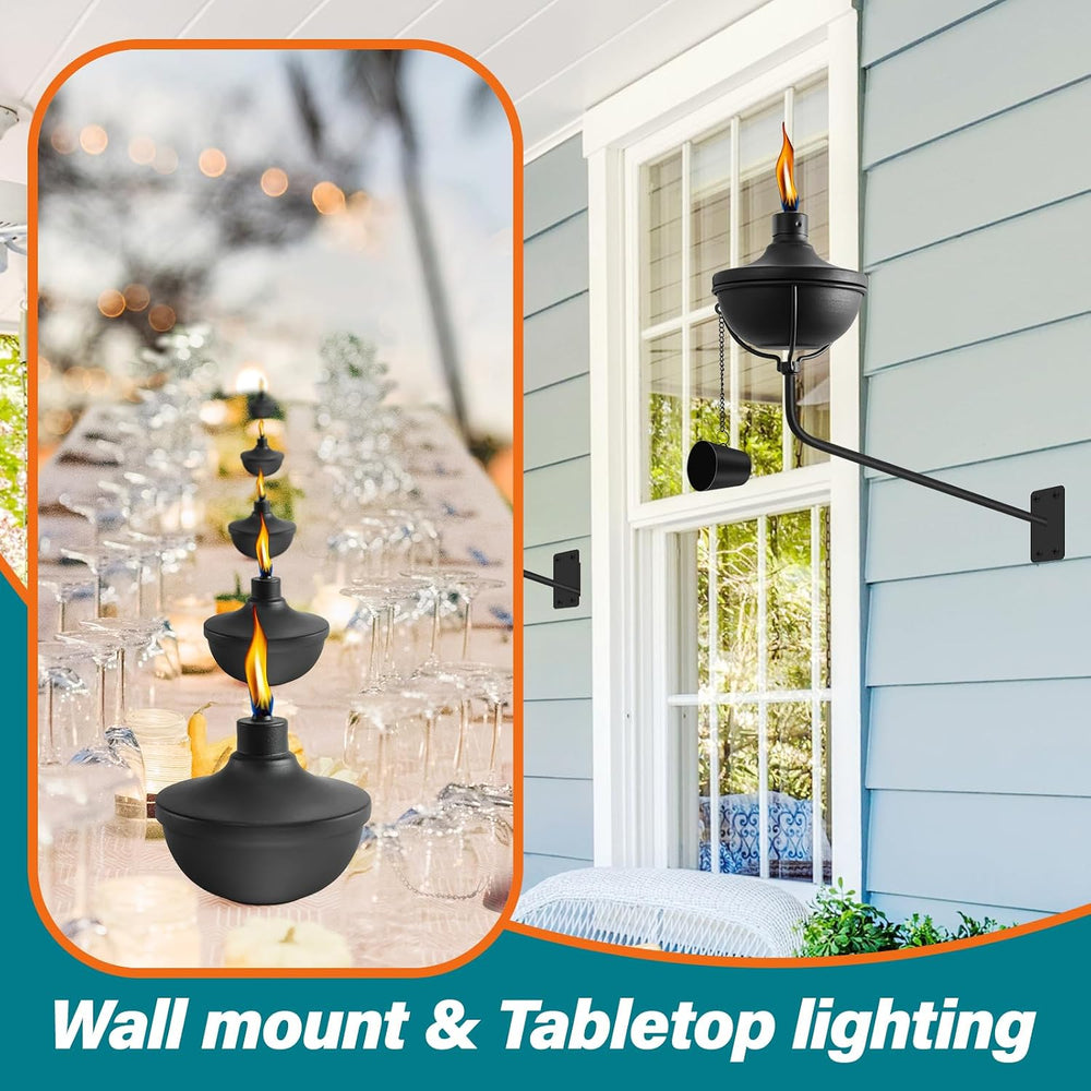 Wall Mounted Citronella Torches Set of 6, 24 oz Garden Torches for Outside, R...