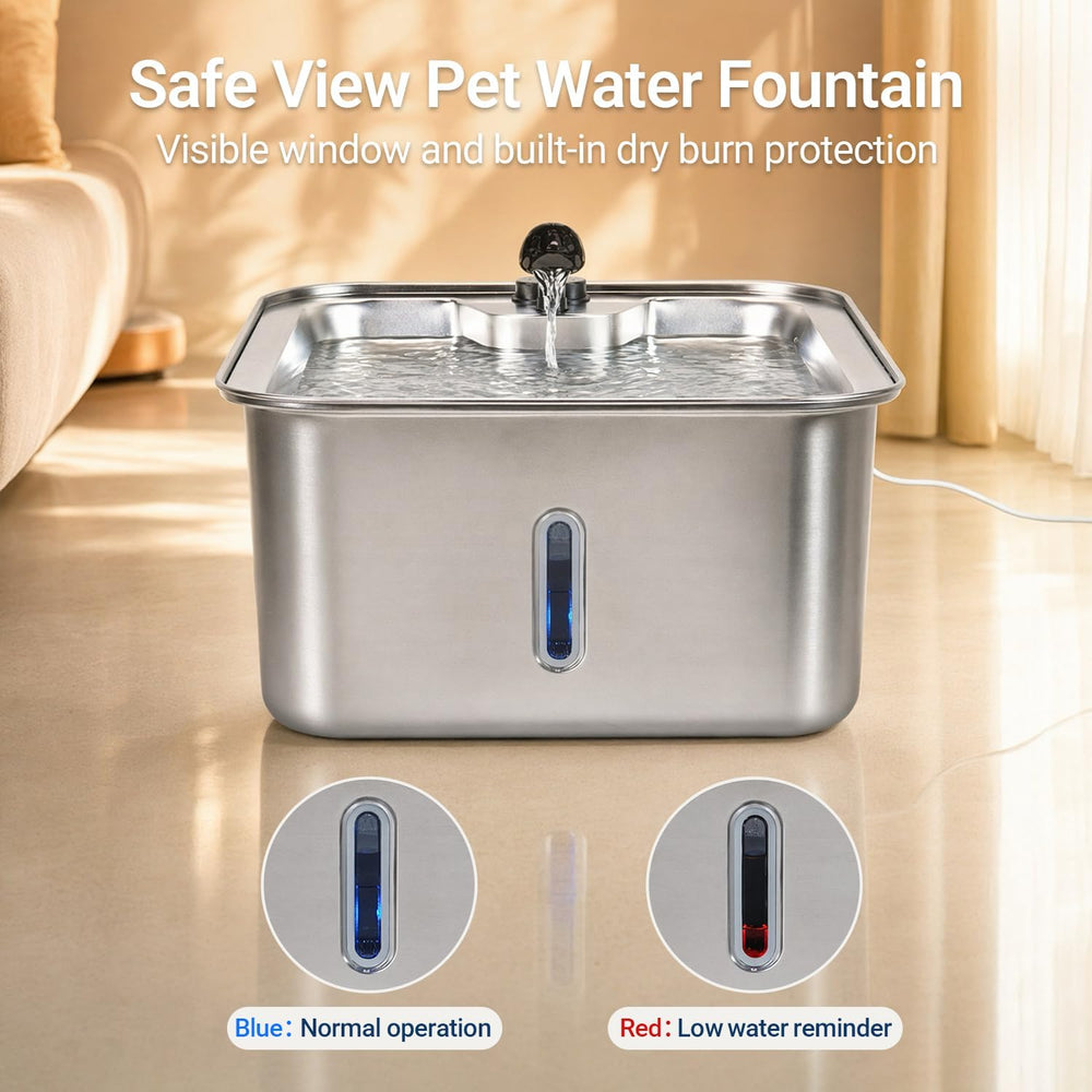 Cat/Large Dog Water Fountain, 4.5Gal/17L Quiet LED Blue Light Stainless Steel...