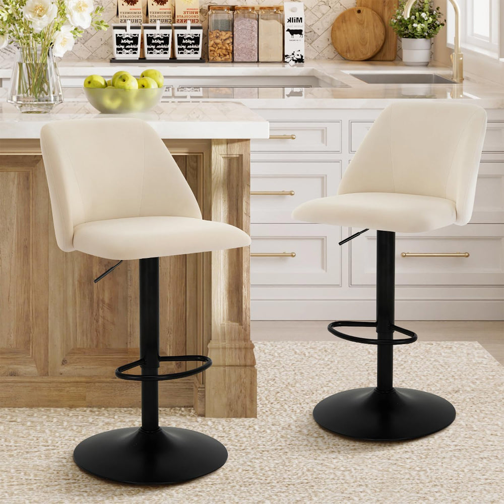 COLAMY Bar Stools Set of 4, Modern Swivel Bar Chairs, Adjustable Upholstered ...