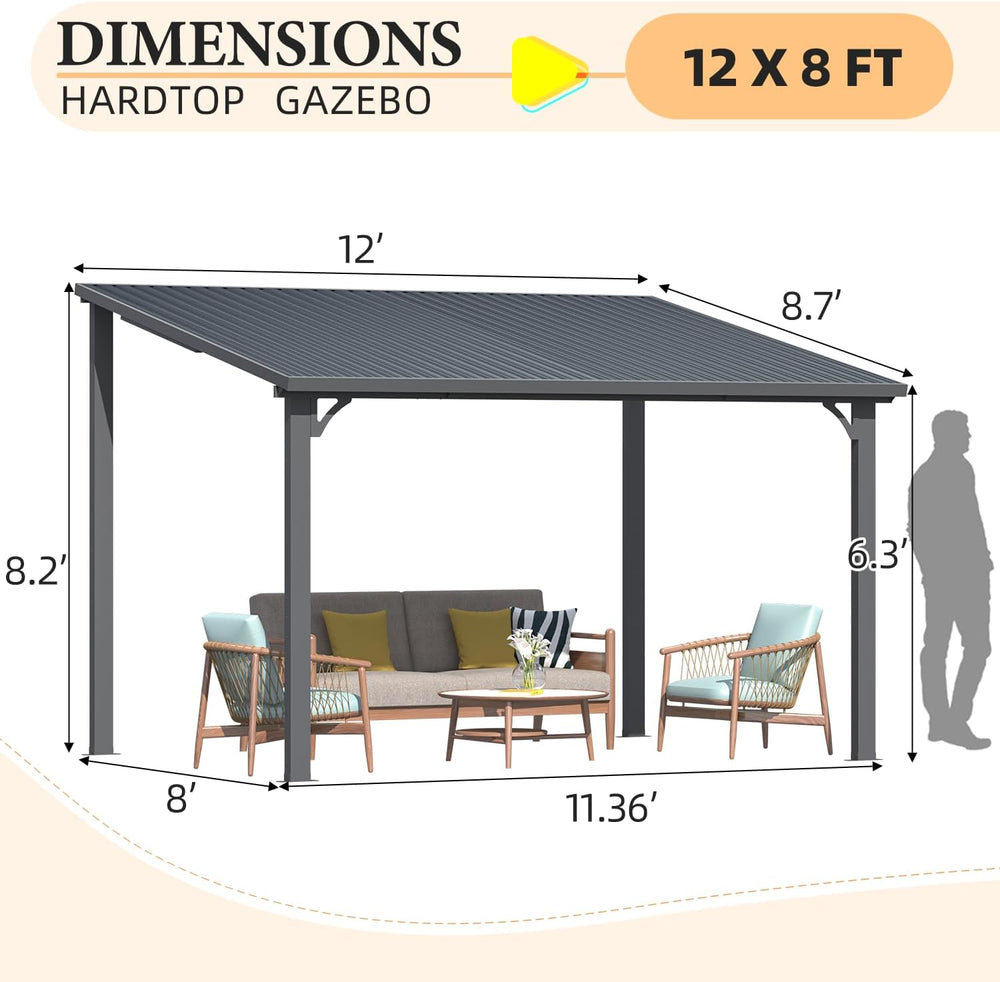 AECOJOY 12' x 8' Outdoor Hardtop Gazebo Pergola for Patio, Large 8x12...
