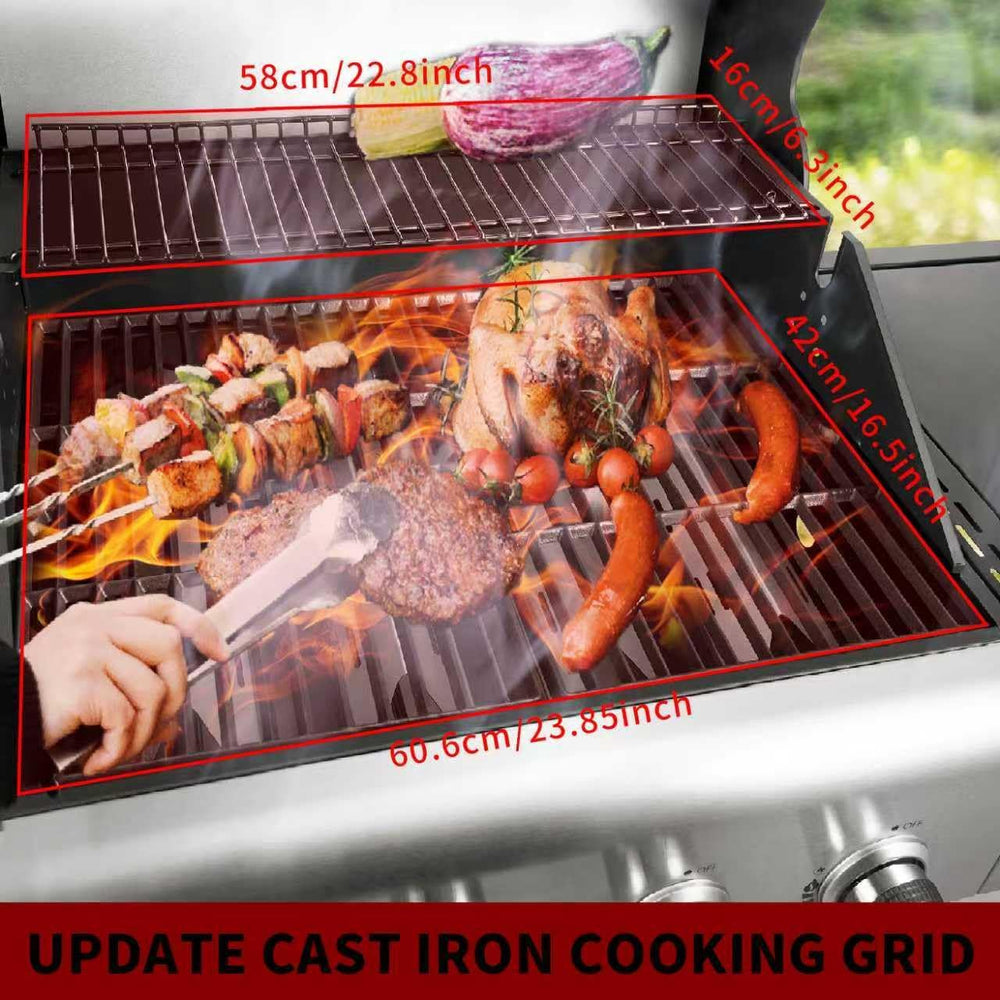 4-Burner Propane BBQ Grill 53000 BTU Stainless Steel Cast Iron Grate