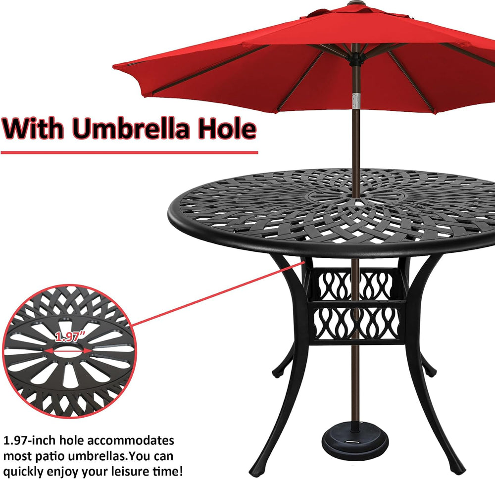 5 Piece Cast Aluminum Outdoor Dining Set, Outdoor Table and Chairs Set of 4, ...