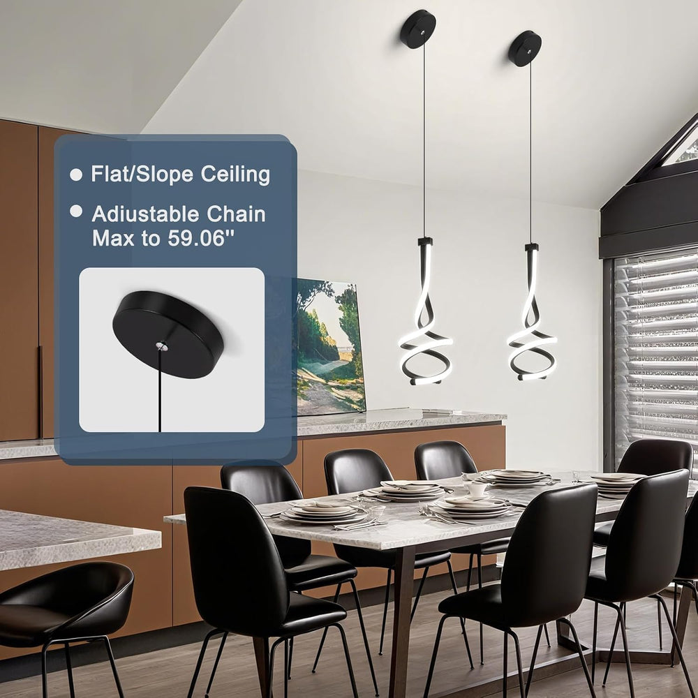 EIDISUNY 2 Pack Modern Pendant Light, Spiral LED Pendant Light Fixture, 4500K...
