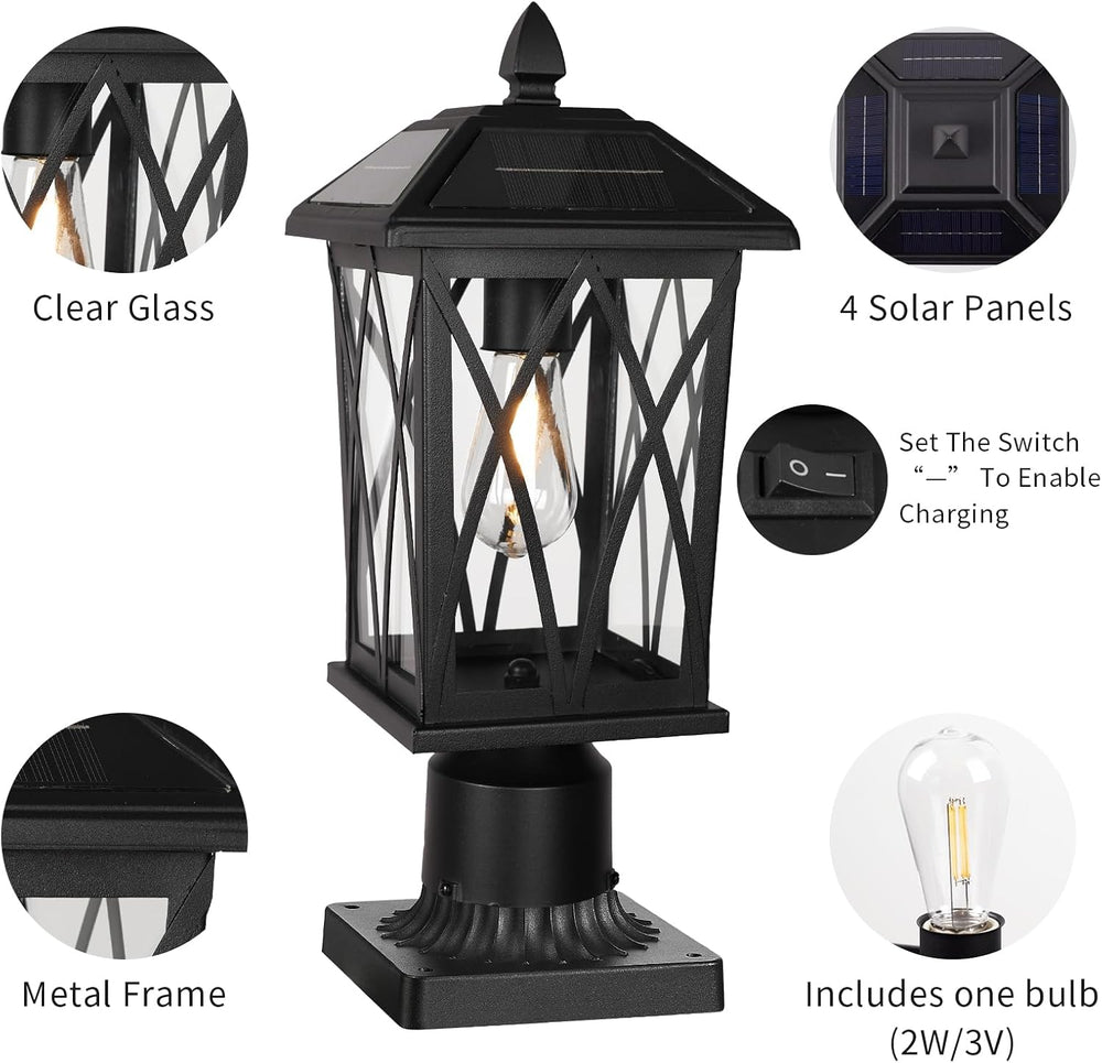 Treekee Solar Post Lights Outdoor, Modern Farmhouse Pier Mount Lamp Post Ligh...