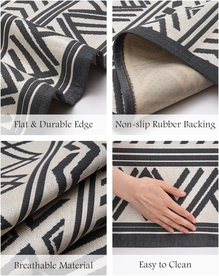 Outdoor Rug Carpet 9x12 ft, Flatweave Textured Outdoor Patio Rug Non Slip Ind...