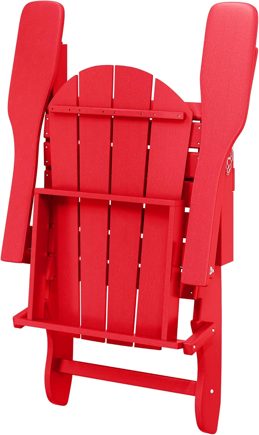 HDPE Laguna 3PC Outdoor Poly Adirondack Chair Set with Side Table, Red