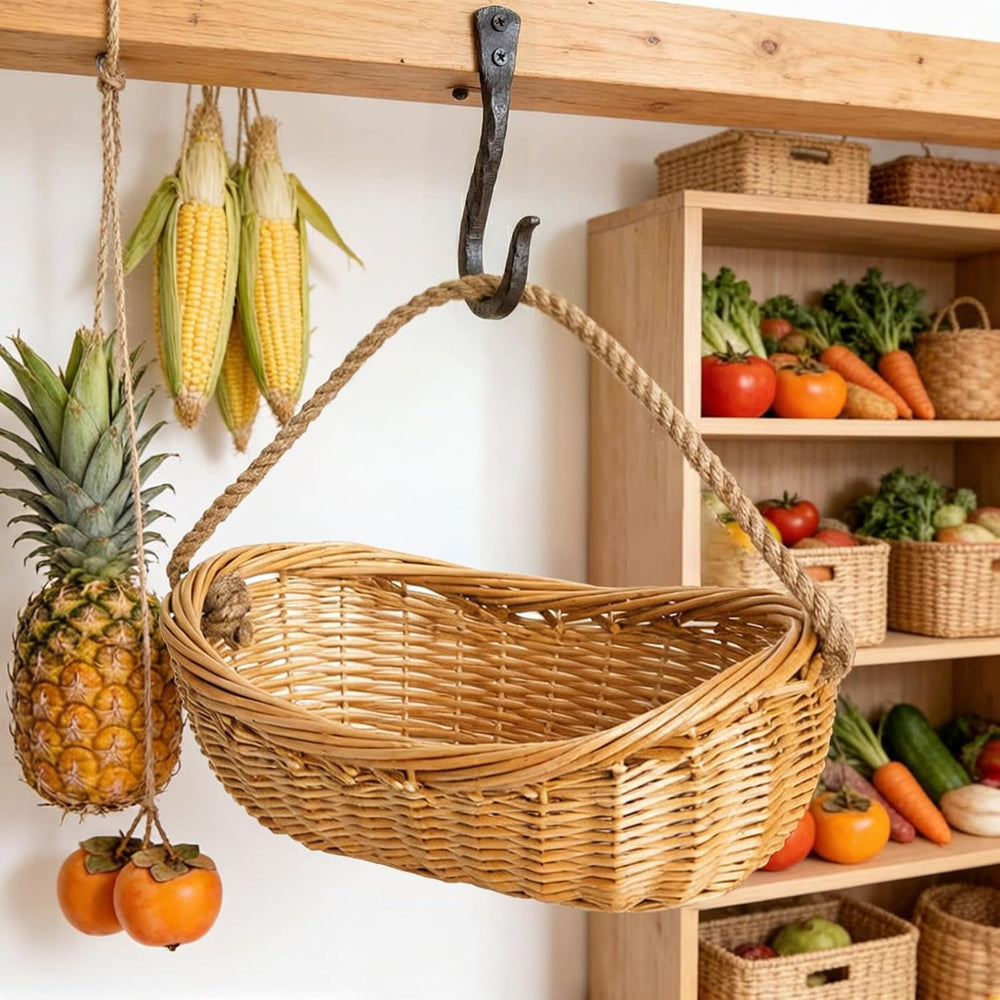 ZEAYEA Wicker Woven Basket with Jute Rope Handle, Large Garden Harvest Basket...