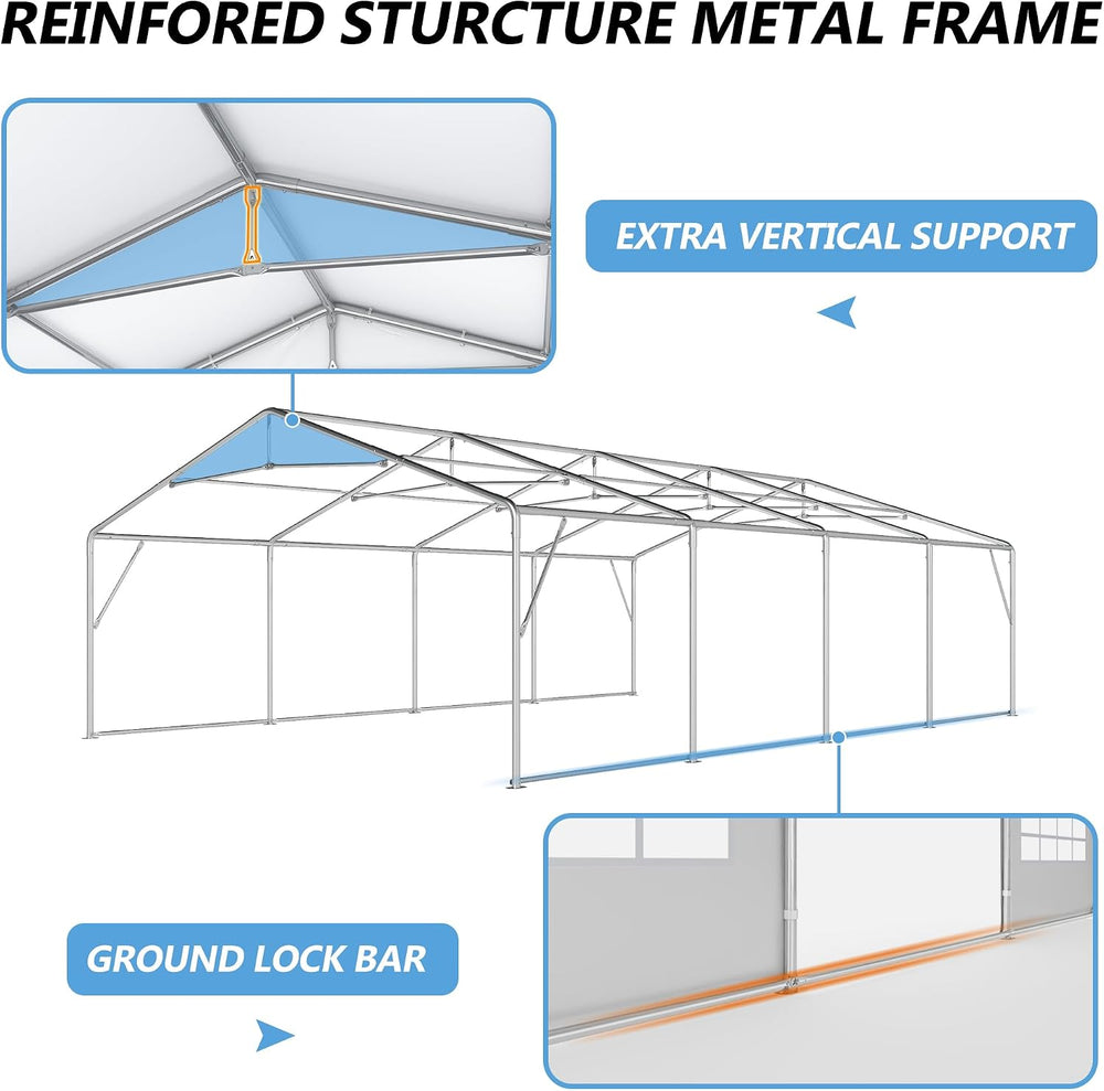 20'x30' Party Tent Heavy Duty, Large Wedding Event Tent with Removabl...