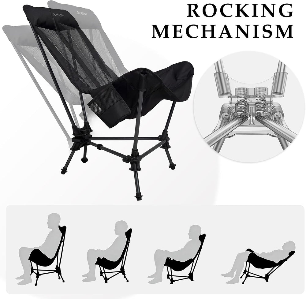 Portable Folding Rocking Camping Chair with High Back Beach Chair