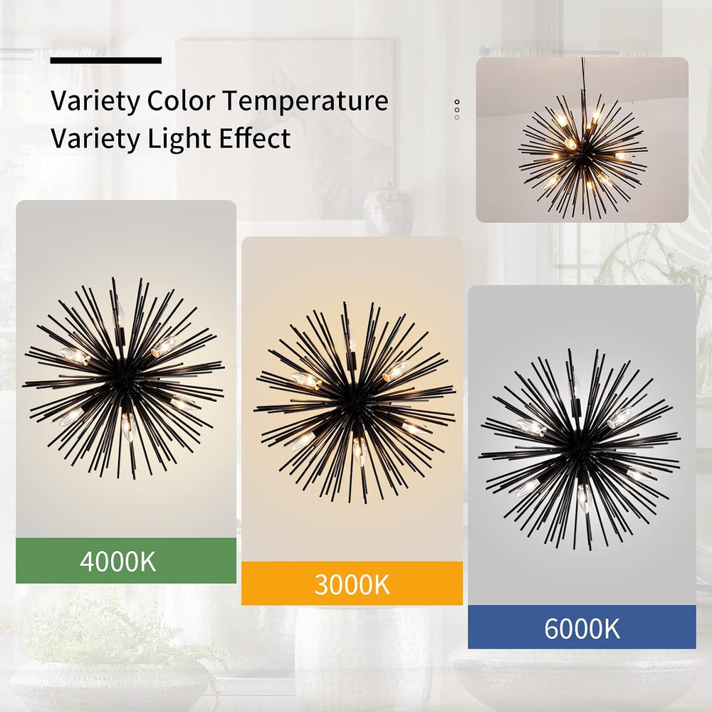 CM MZY Modern Black Sputnik Chandeliers, 9-Light Satellite Pendant Light fixt...