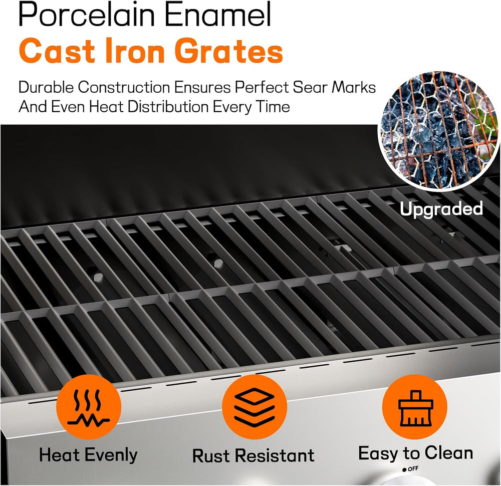Veralune 5 Burner Gas Grill with Side Burner, 68,000 BTU, 548 Sq in