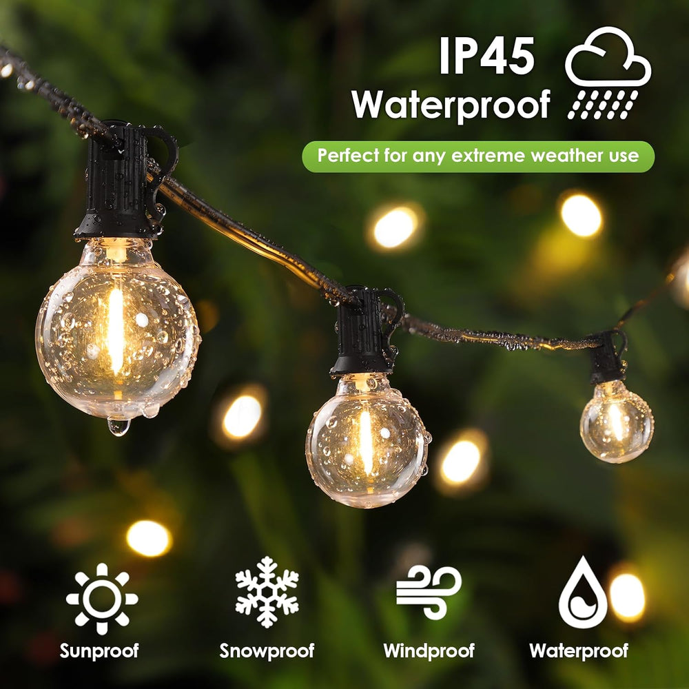 Mlambert 100Ft LED Outdoor String Lights, Dimmable Patio Lights, Waterproof S...