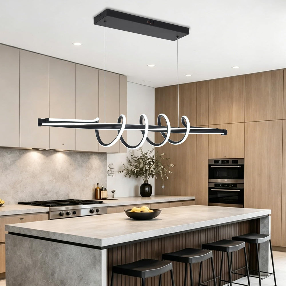Led Chandelier Dimmable Black Modern Chandelier for Dining Room Light Fixture...