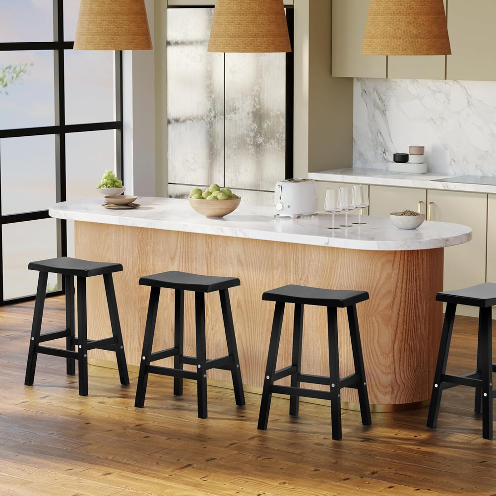 PatioZen Bar Stools, 29'', Black, Set of 2