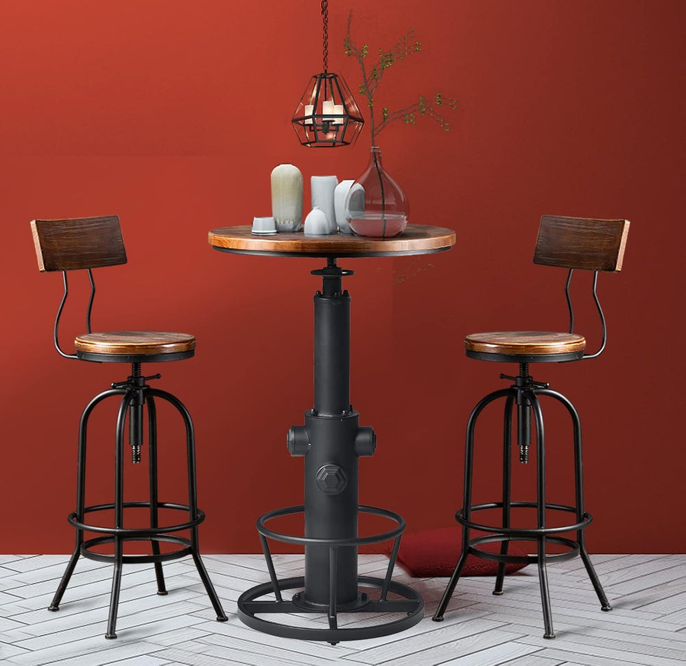 3-Piece Bar Height Table & Stools Sets for Cocktail Bistro Home Pub Party...