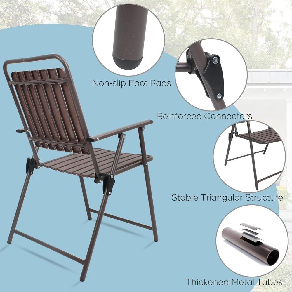 3 Pieces Patio Bistro Set Folding Small Table Chairs Set for 2 Outdoor Bistro...