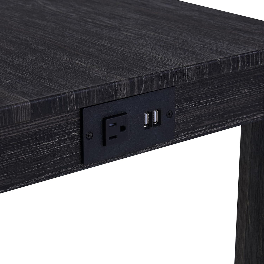 DUHOME 4 Piece Bar Table Set with Power Outlet,Industrial Breakfast Table wit...