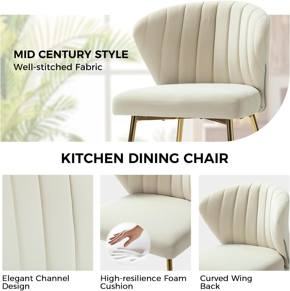 HULALA HOME Velvet Dining Chairs, Modern Small Armless Accent Chair with Gold...