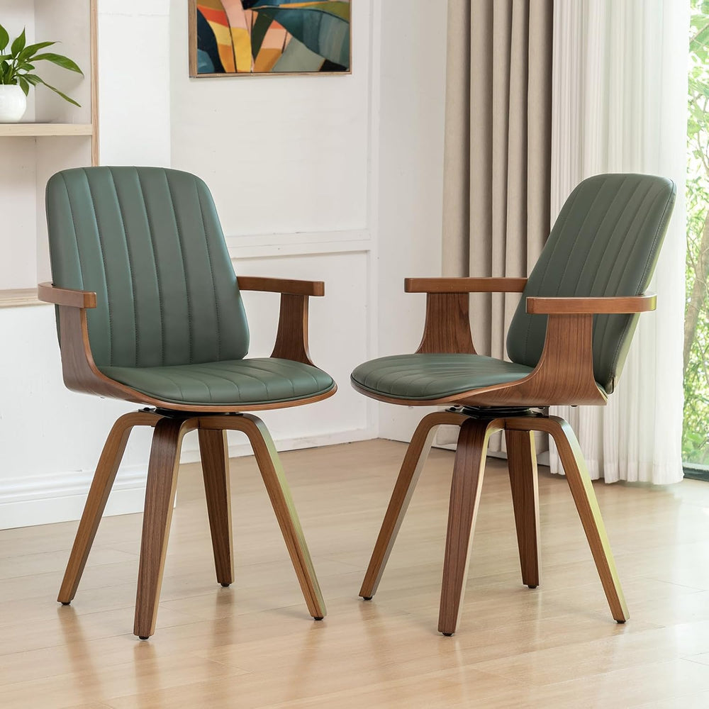 MCM dining Chairs, Faux Leather Dining Chairs with Walnut Craftsmanship