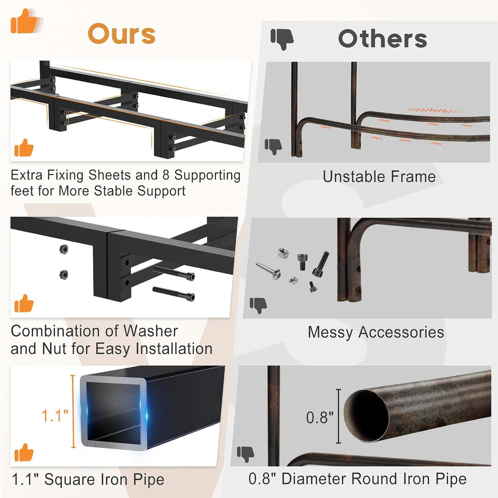 4ft Firewood Rack Outdoor with Waterproof Widened Cover