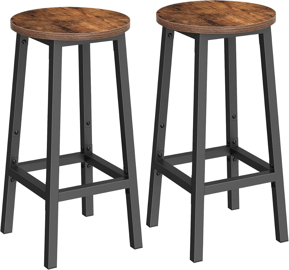 VASAGLE Bar Stools Set of 2 with Round Seat, Modern Basic Style