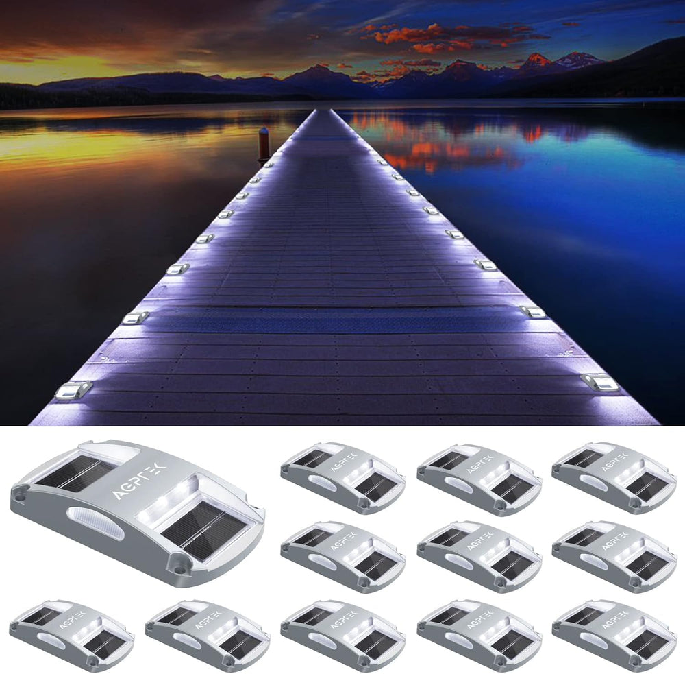 AGPTEK Solar Driveway Lights 12 Pack, White LED Deck Lights, Waterproof, Sola...