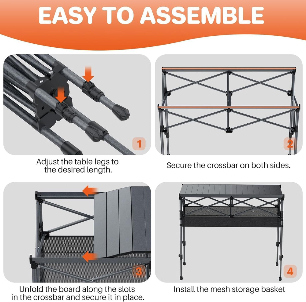 FUNYKICH Aluminum Folding Camping Table, 2 Height Adjustable 34.2''&a...