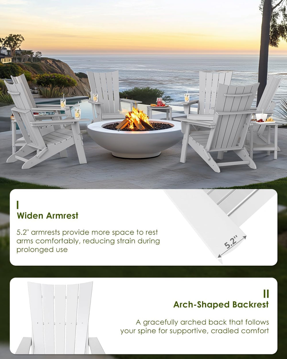 GREENVINES Folding-Adirondack-Chairs-Set-of-2 | HDPE Plastic | Arch Series | ...