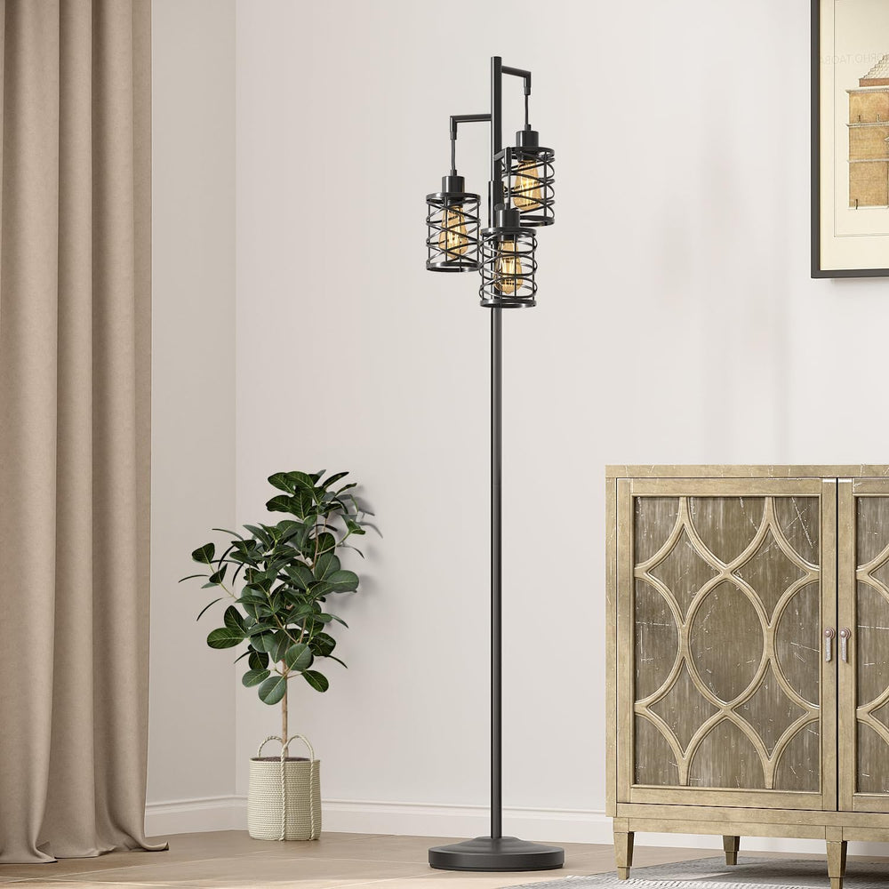 Oneach 70" Industrial Floor Lamp, Stepless Dimmable Standing Lamp with 3...
