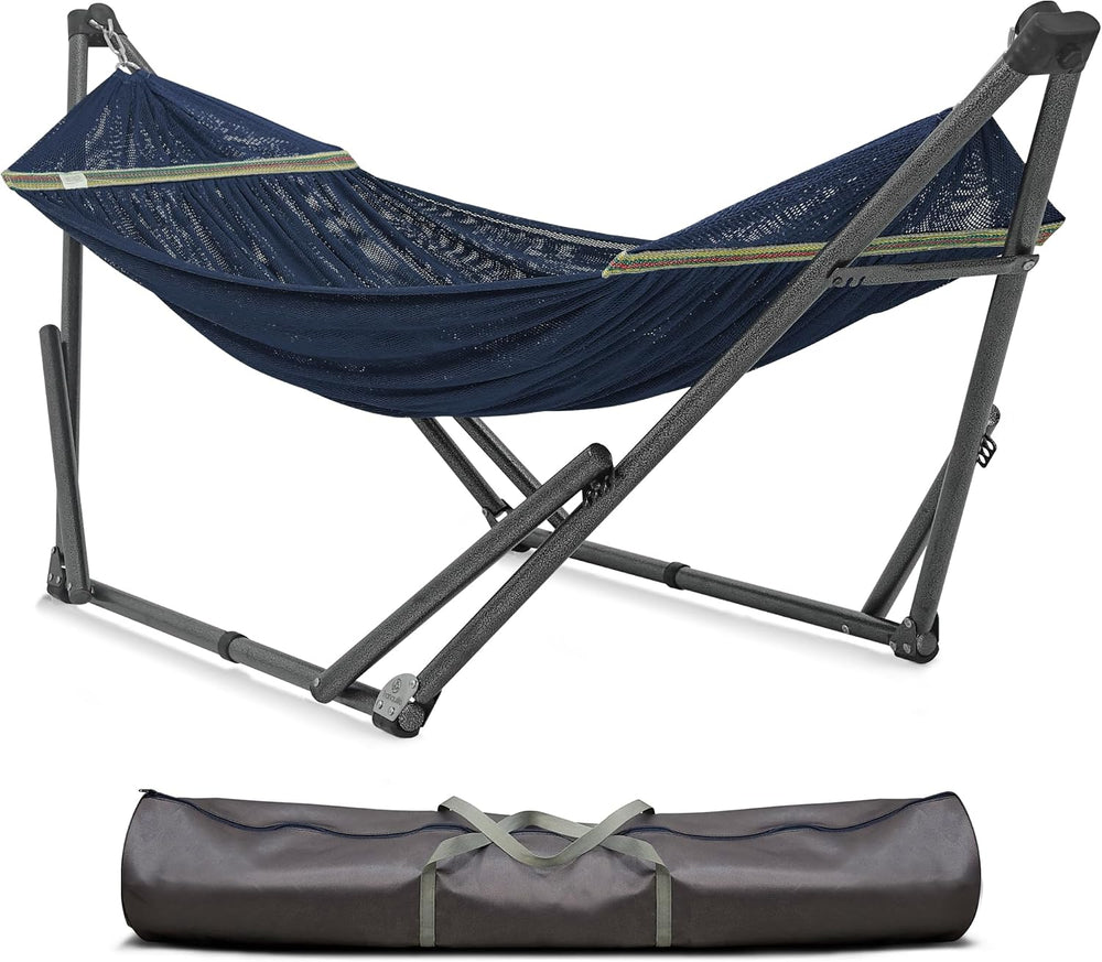 Tranquillo Uniki Adjustable Hammock with Stand Collapsible, 550 lbs, Aegean