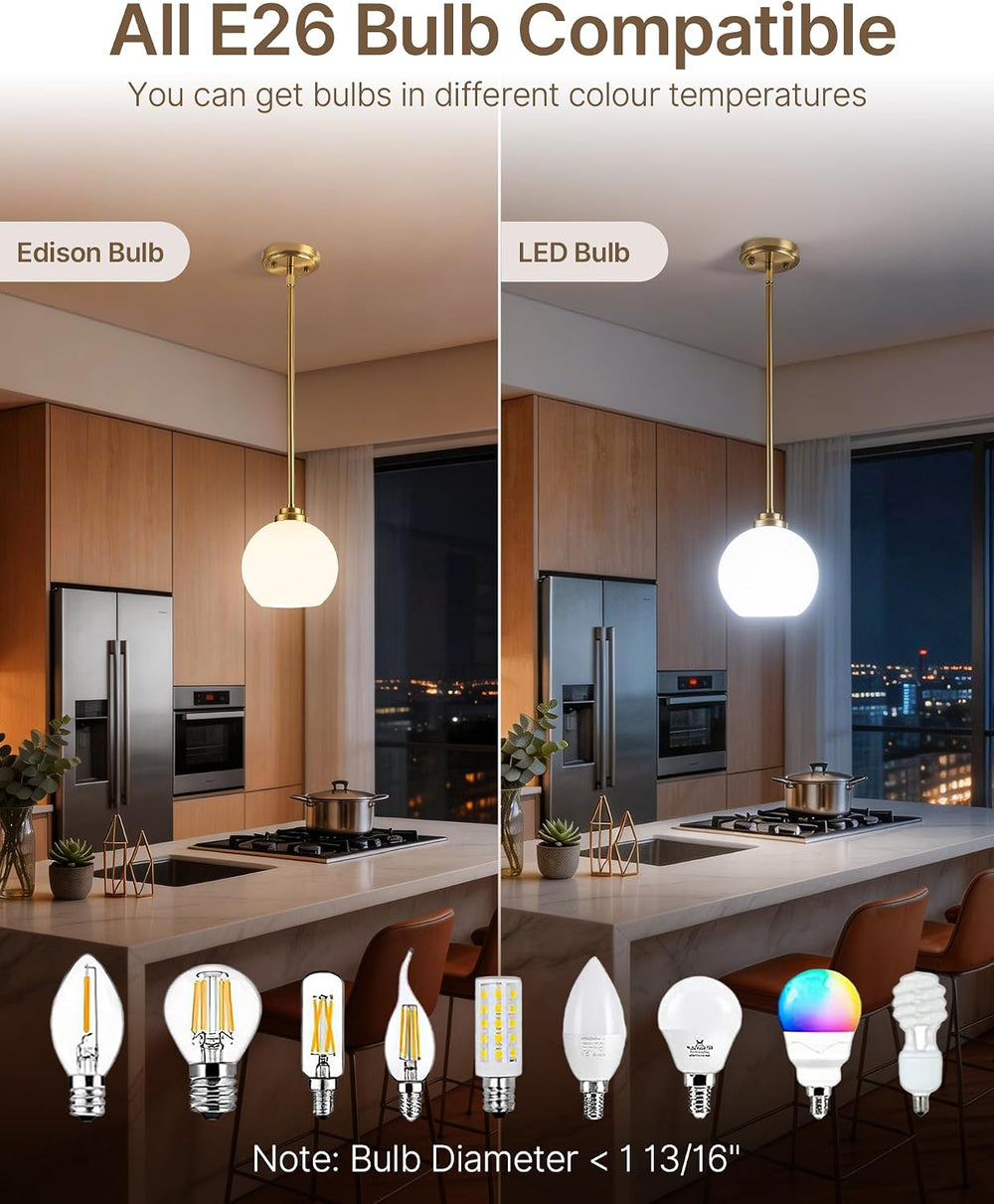 Majade 7.4" Globe Pendant Lights Mid Century Modern Kitchen Island Penda...
