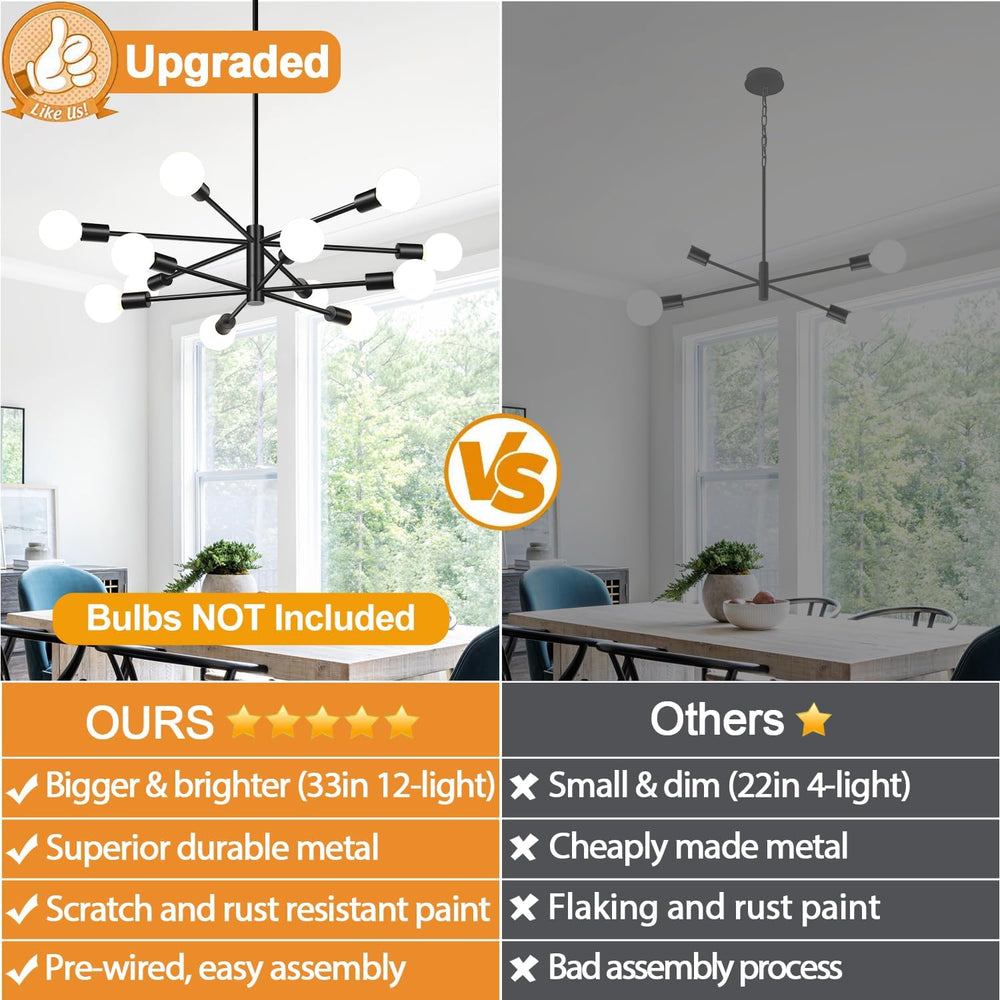 11"-52" Height Adjustable Modern Chandelier Ceiling Light Fixture, ...